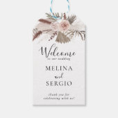 Landelijke roos gouden bloem bruiloft welkom  cadeaulabel (Voorkant)