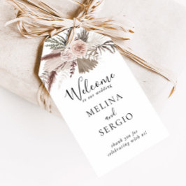 Landelijke roos gouden bloem bruiloft welkom  cadeaulabel