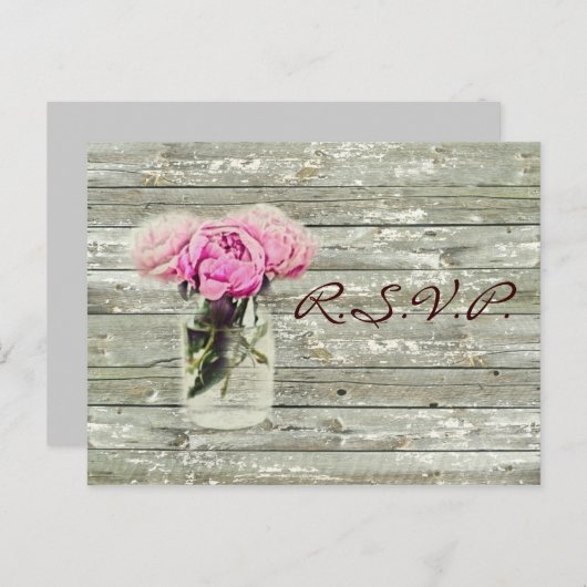 landelijke roos in weckpot trouw rsvp uitnodiging briefkaart (Voorkant / Achterkant)