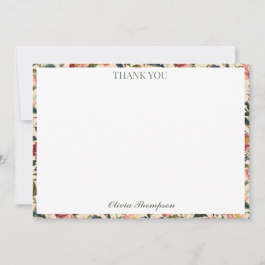 Landelijke Roos Landelijke Bloemen Bruidsfeest Cus Bedankkaart (Voorkant)