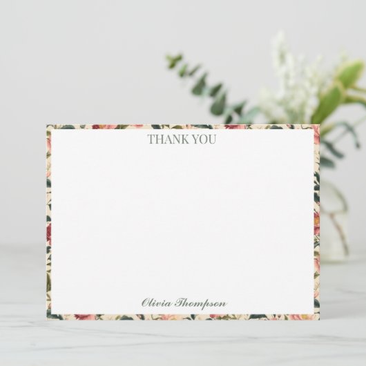 Landelijke Roos Landelijke Bloemen Bruidsfeest Cus Bedankkaart (Staand voorkant)