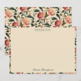 Landelijke Roze Beige Bloem Bruidsfeest Custom Bedankkaart