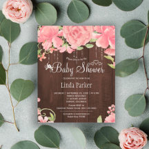 Landelijke roze bloem hout BUDGET babyshower uitno