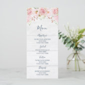 Landelijke roze bloem lente bruiloftsmenu menu (Staand voorkant)