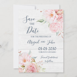 Landelijke roze bloem lente save the date kaart