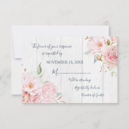 Landelijke roze bloem lente trouwreactiekaart RSVP kaartje