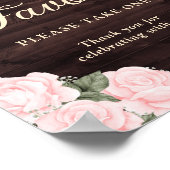 Landelijke roze bloemen bruiloft favor teken poster (Hoek)