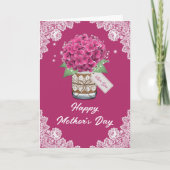 Landelijke roze bloemen kant Moederdag kaart (Voorkant)
