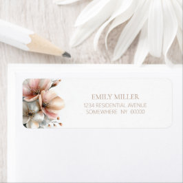 Landelijke roze bloemen retouradres sticker