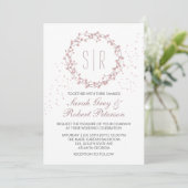 Landelijke Roze Bloemenkrans Trouwuitnodiging met Kaart (Staand voorkant)