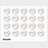 Landelijke Roze Bloemige Baby Shower Dankjewel Ronde Sticker (Vel)