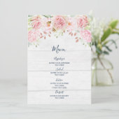 Landelijke roze bloemige lente bruiloftsmenu menu (Staand voorkant)