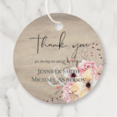 Landelijke Roze Bloemige Salie Bruiloft Bedankjes Labels (Voorkant)