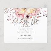 Landelijke Roze Bloemige Salie Trouw Datumkaartjes (Voorkant)