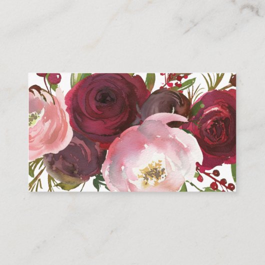 Landelijke Roze Bordeaux Bloemen Bruiloft Advieskaart (Achterkant)