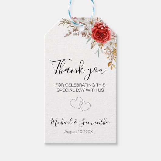 Landelijke roze country bruiloft cadeaulabel (Voorkant)