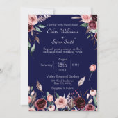 Landelijke roze en marine romantische trouwdag kaart (Voorkant)