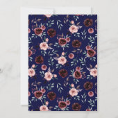 Landelijke roze en marine romantische trouwdag kaart (Achterkant)