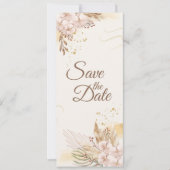 Landelijke Roze & Gouden Bloem Boho Save the Date Kaart (Voorkant)