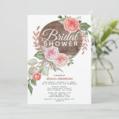 Landelijke Roze Gouden Glitter Bloemige Bruidsdouc Kaart (Staand voorkant)