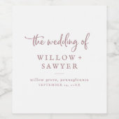 Landelijke roze gouden script huwelijks wijnlabel wijn etiket (Enkel label)