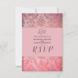 LANDELIJKE ROZE - Huwelijks RSVP Kaart