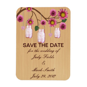 Landelijke Roze Inmaakpotten Save The Date Magneet