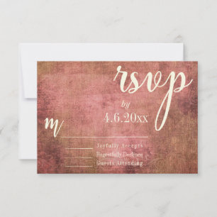 Landelijke Roze & Jute Vintage Typografie RSVP Kaartje