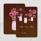 Landelijke roze metseljars tafel plaatskaart (Voorkant / Achterkant)