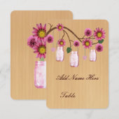 Landelijke roze metseljars tafel plaatskaart (Voorkant / Achterkant)