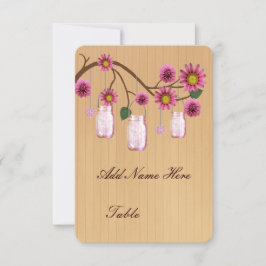 Landelijke roze metseljars tafel plaatskaart