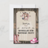 Landelijke Roze Paardrij Verjaardagsfeestje Bedankkaart (Voorkant)