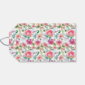 Landelijke Roze Pioen Bloemrijke Bruidsborrel Cadeaulabel (Achterkant Horizontaal)