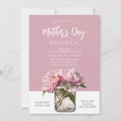 Landelijke Roze Pioenrozen Script Moederdag Brunch Kaart (Voorkant)