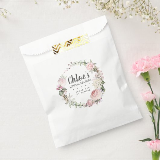 Landelijke Roze Rozen Bloemrijke Bruidsdouche Bedankzakje (Gezegeld)