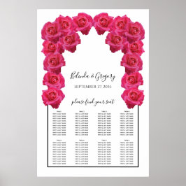 Landelijke Roze Rozen Huwelijks Zitplaatskaart Poster