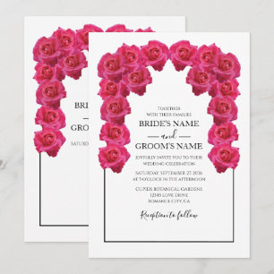 Landelijke roze rozen trouwkaarten kaart