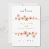 Landelijke roze wilde bloemen bruiloft save the date (Voorkant)