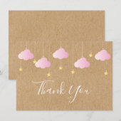 Landelijke Roze Wolken Gouden Sterren Dank Je Bedankkaart (Voorkant / Achterkant)