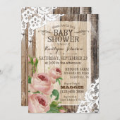 Landelijke Rozen en Rustic Wood Baby shower Kaart (Voorkant / Achterkant)