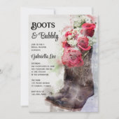 Landelijke Rozen Laarzen en Bubbelige Westerse Bru Kaart (Voorkant)