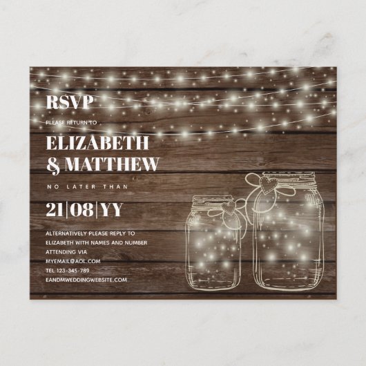 LANDELIJKE RSVP Metselwerk Potten Snaren Lichtjes Briefkaart (Voorkant)