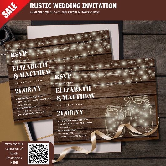 LANDELIJKE RSVP Metselwerk Potten Snaren Lichtjes  Briefkaart