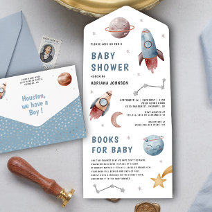Landelijke Ruimtevaart Lieve Planeten Raket Baby S All In One Uitnodiging