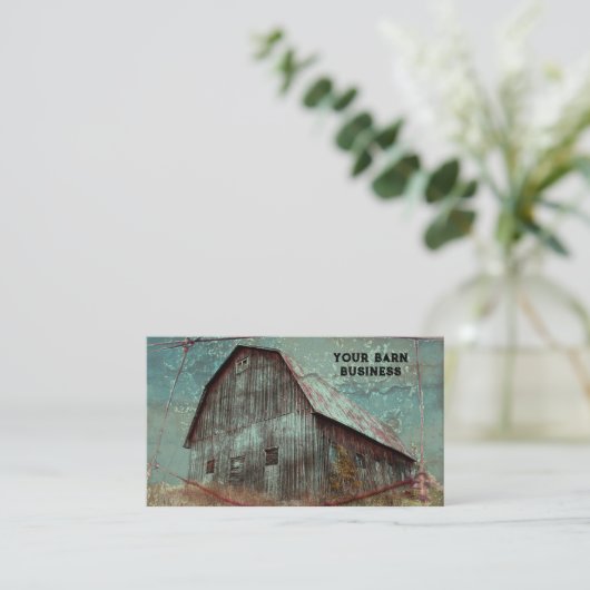 Landelijke Rustieke Blauwgroen Schuur  Textuur Visitekaartje (Staand voorkant)