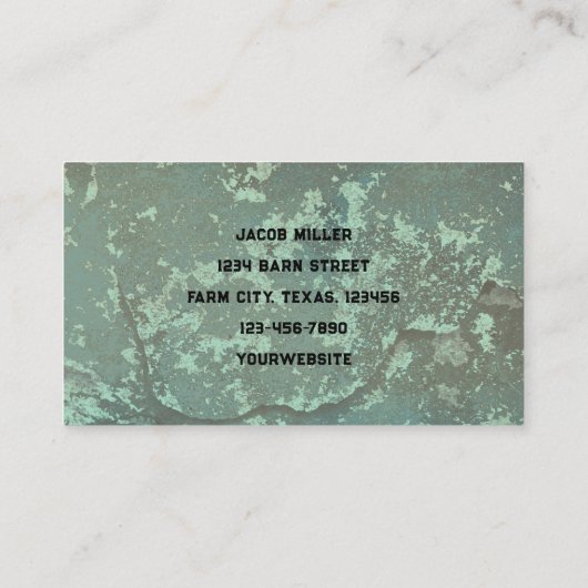Landelijke Rustieke Blauwgroen Schuur  Textuur Visitekaartje (Achterkant)