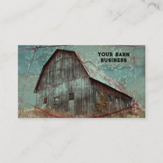 Landelijke Rustieke Blauwgroen Schuur  Textuur Visitekaartje (Voorkant)