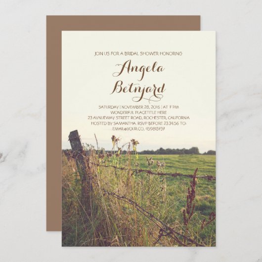 Landelijke rustieke bruids douche uitnodiging (Voorkant / Achterkant)