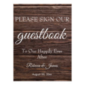 Landelijke Rustieke Bruiloft Gastenboek Sign Perfect Poster (Voorkant)