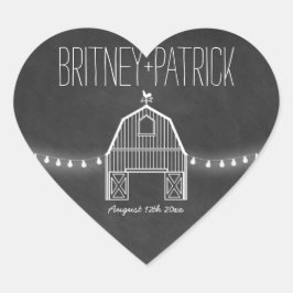 Landelijke Rustieke Chalkboard Schuur Huwelijksgun Hart Sticker